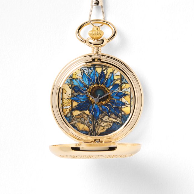 Montre Sapphire Bleu N Verre doré Tournesol (Recto)