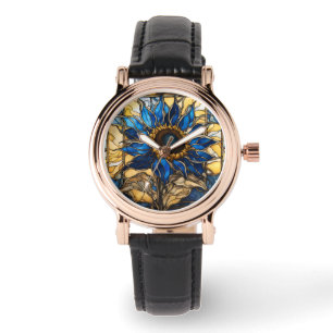 Montre Sapphire Bleu N Verre doré Tournesol
