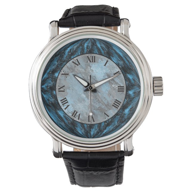 Montre Sapphire Blue Faux Marble Wrist Watch (devant)