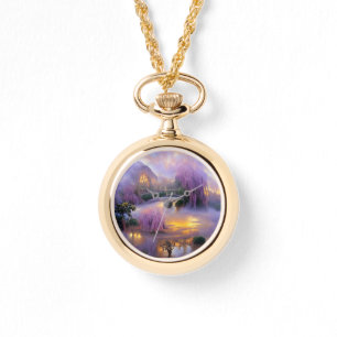 Montre Saule rose au coucher du soleil près de l'étang