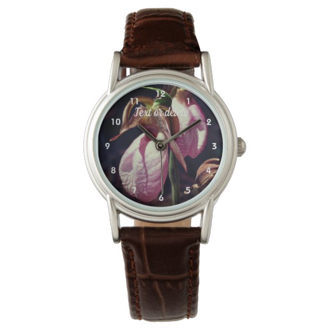 Montre Sauvage rose Lady Slipper Orchid paire personnalis (devant)