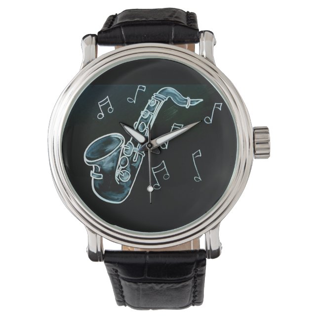 Montre Saxophone et notes de musique (devant)
