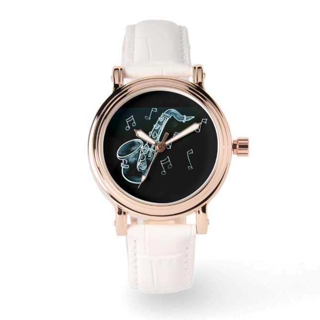 Montre Saxophone et notes de musique (Recto)