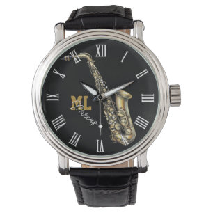 Montre saxophone, monogramme, Nom, Musique
