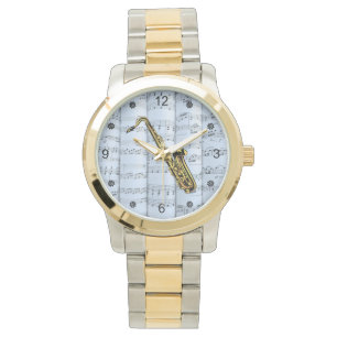 Montre Saxophone~Partition roulée~Arrière - plan Tint B