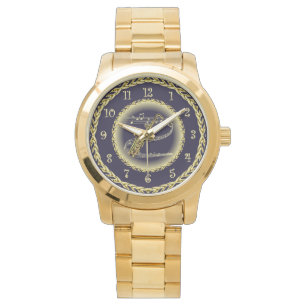 Montre Saxophone ~ Scroll musical ~ Gold/Navy Blue ~