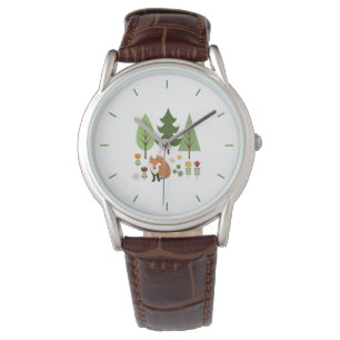 Montre Scandinavian Style Fox Flowers Trees Illustration