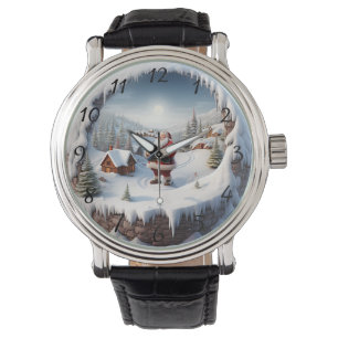 Montre Scène artistique de Noël avec le Père Noël et vill
