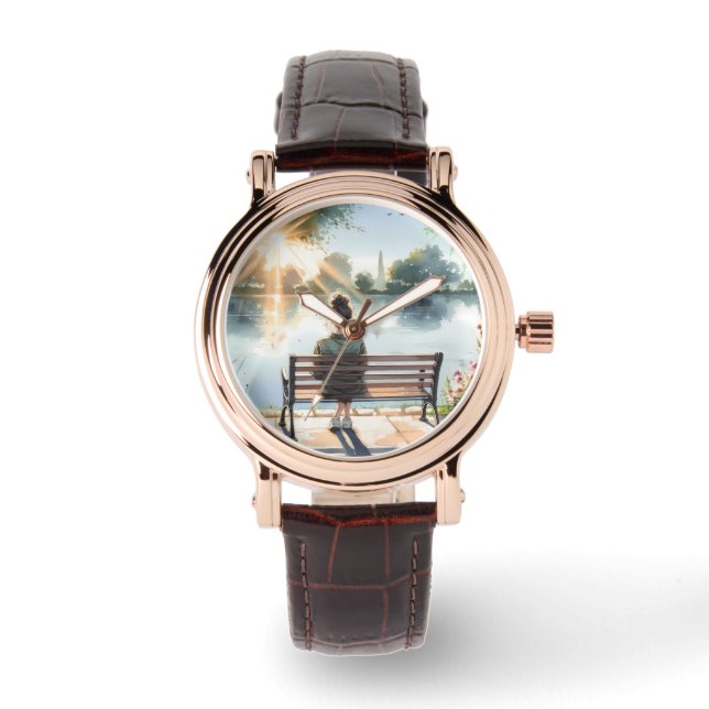 Montre Scène de lac aux reflets de coucher de soleil (Recto)