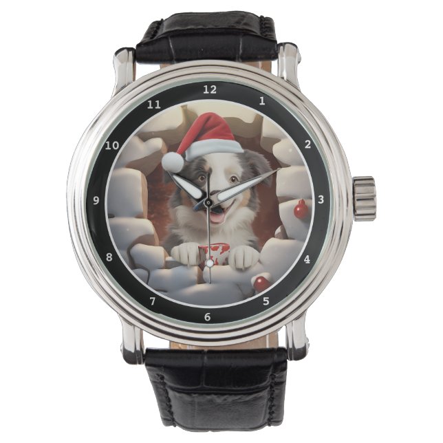 Montre Scène de Noël avec un chiot Australian Shepherd he (devant)