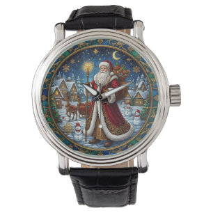 Montre Scène de vacances de Saint-Nicolas en verre coloré
