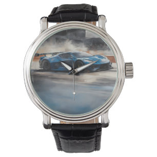 Montre Scène dynamique de course urbaine bleue