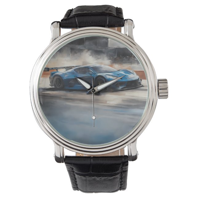 Montre Scène dynamique de course urbaine bleue (devant)