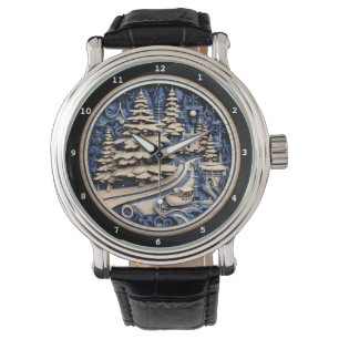 Montre Scène hivernale décorative avec touche festive