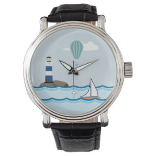 Montre Scene nautical with Lighthouse and Sailboat