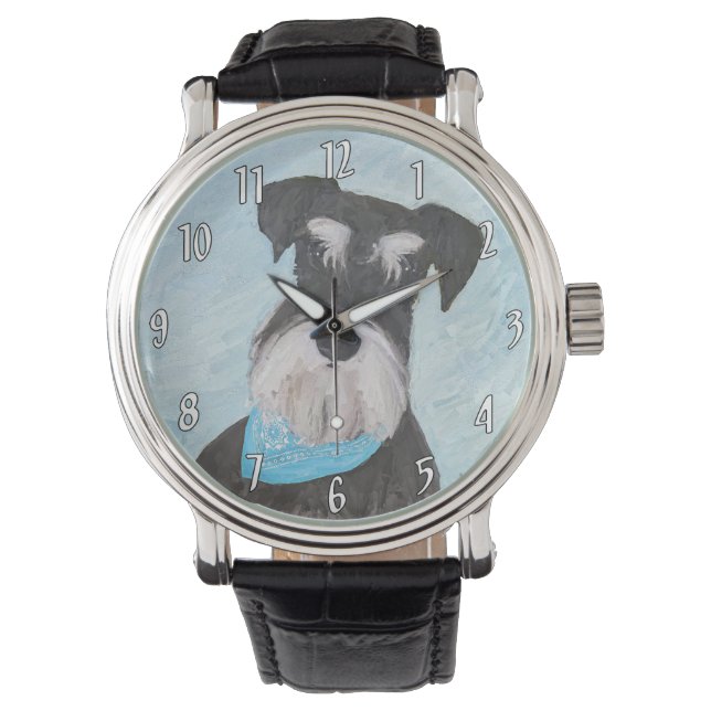 Montre Schnauzer (Miniature) Peinture - Chien original mi (devant)