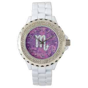Montre Scorpio Zodiac rose Fuchsia cadran numérique