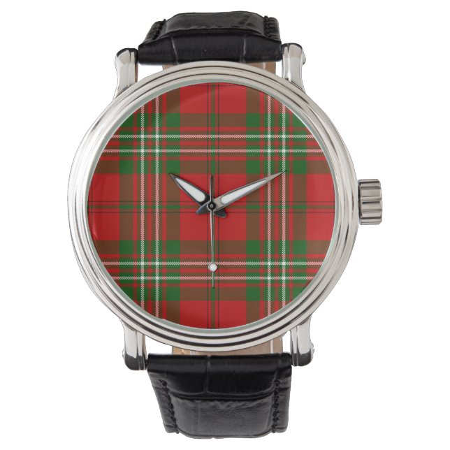 Montre Scott tartan rouge vert plaid (devant)