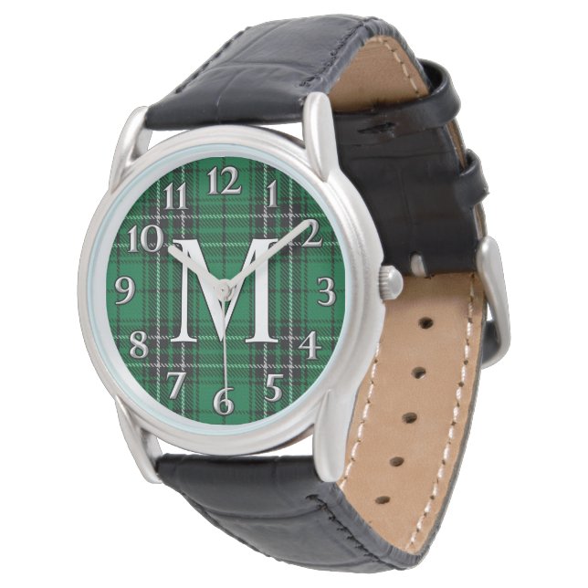 Montre Scottish Clan MacLean M Monogram Chasse Tartan (Incliné)
