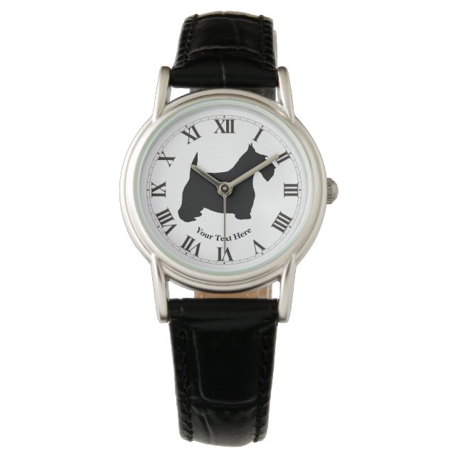 Montre Scottish Terrier en noir Personnaliser (devant)