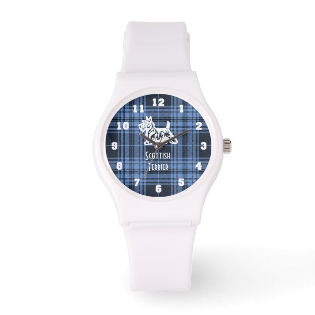 Montre Scottish Terrier Your Color Plaid Personnalisez (Recto)
