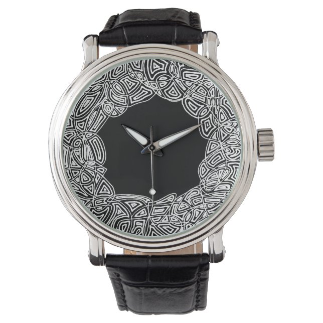 Montre Scribblprint noir et blanc (devant)