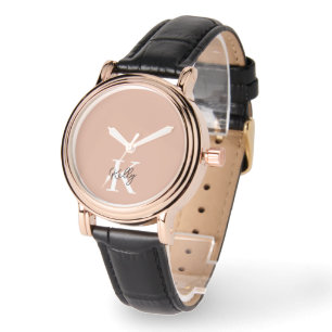 Montre Script de monogramme rose vierge moderne