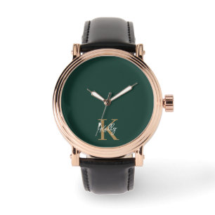 Montre Script moderne Emerald Green Gold