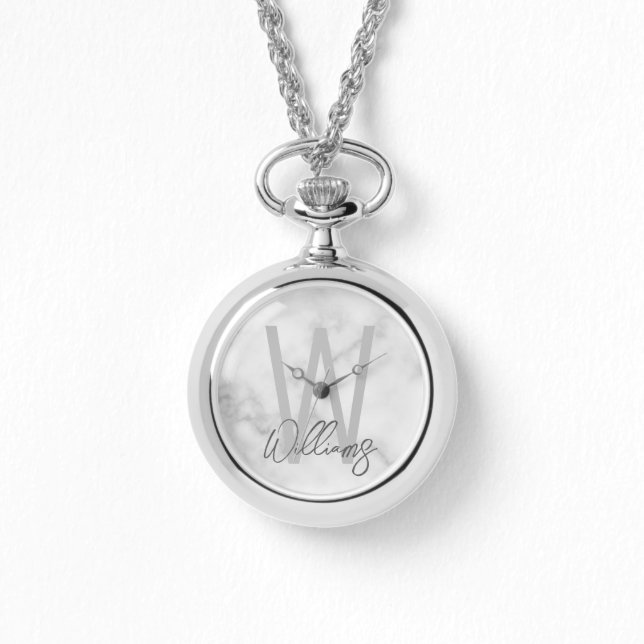Montre Script moderne Monogramme personnalisé et nom (Recto)