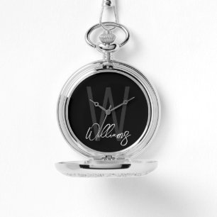 Montre Script moderne Monogramme personnalisé et nom