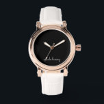 Montre Script noir | Monogramme élégant minimaliste moder<br><div class="desc">Un design simple et design personnalisé monogramme dans un décontracté écrit à la main en noir et blanc monochrome frappant. Le monogramme peut facilement être personnalisé pour rendre un design aussi unique que vous êtes ! Le cadeau ou accessoire tendance parfait pour toute occasion.</div>