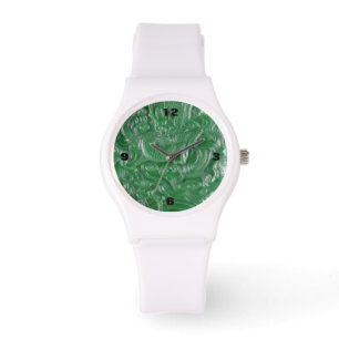 Montre sculpture chinoise en dragon de jade vert