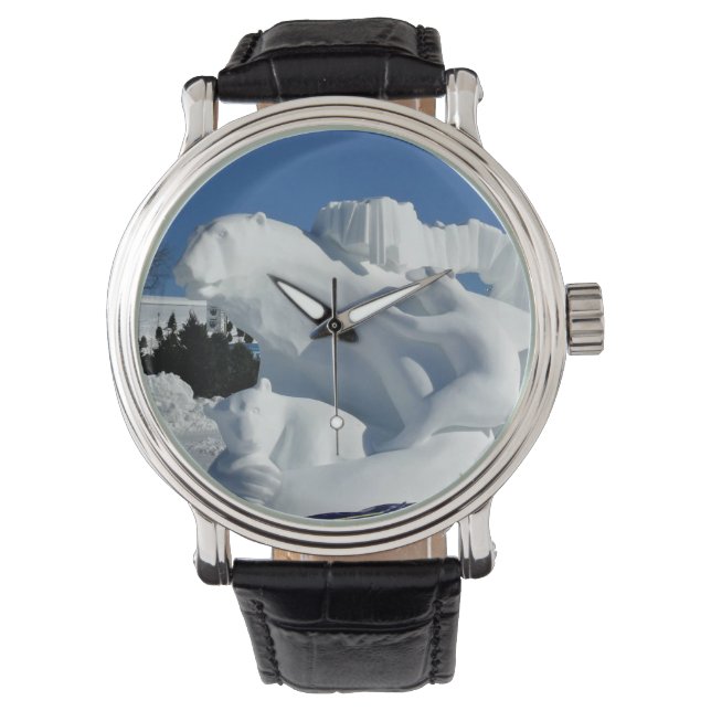 Montre Sculpture de neige à l'ours polaire, Québec, Canad (devant)