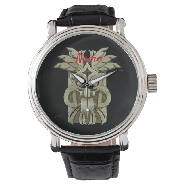 Montre Sculpture Tiki taillé Tonnerre (devant)