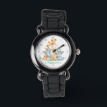 Montre Sea Green Watercolor Cute<br><div class="desc">Cute sea green watercolor safari animals with jungle leaves and fruits for kids or as gift for animals lovers. Makes a great venin ! Personalize with your own special text or color Matching items available in our store.</div>