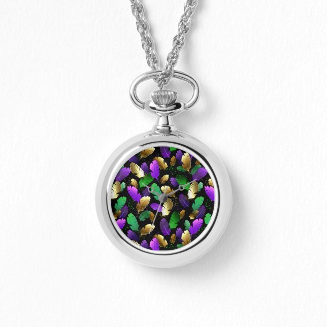 Montre Seamless Pattern with Mardi Gras feathers (Recto)