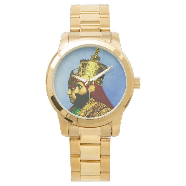 Montre Selassie Rasta Reggae Ethiopie Gold Mens Watch (devant)
