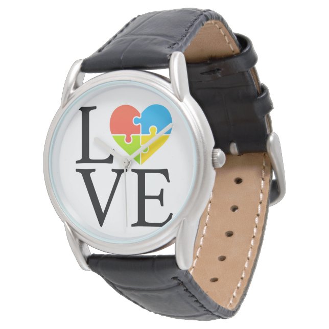 Montre Sensibilisation sur l'autisme Love Puzzles (Incliné)