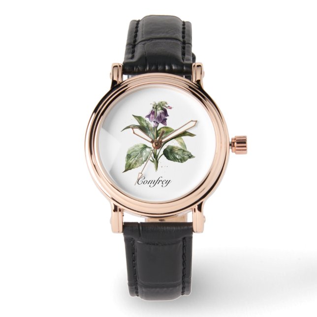 Montre Serene Watercolor Comfrey, personnalisée (Recto)