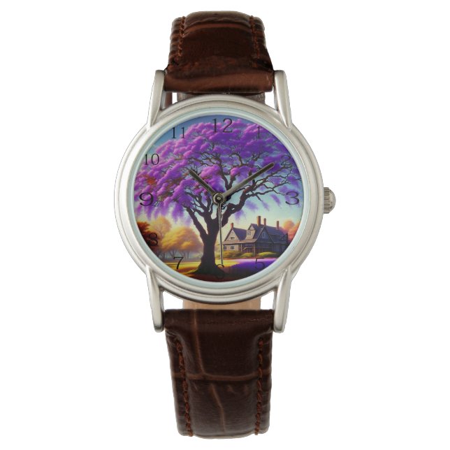 Montre **"Sérénité rustique : L'Embrace pourpre de Jacara (devant)