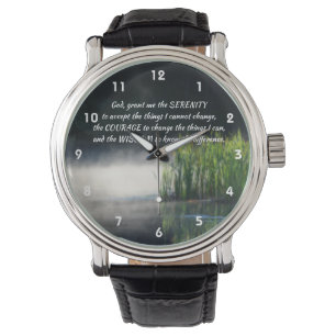 Montre Serenity Prayer Cattails Dans Mist Inspiration