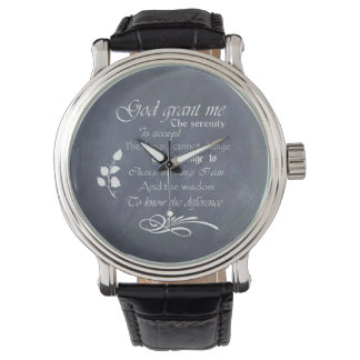 Montre Serenity Prayer Watch, design de tableau noir, uni
