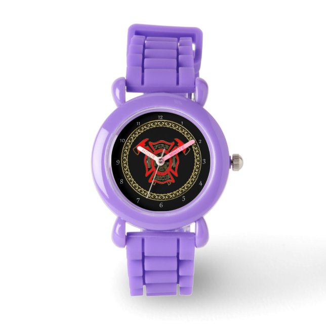 Montre Service D'Incendie Insigne Or Et Rouge Avec Axes D (Recto)