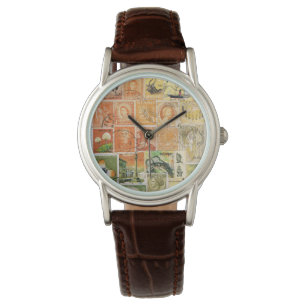 Montre Serviette Verte Au Coucher Du Soleil, Art Timbre D