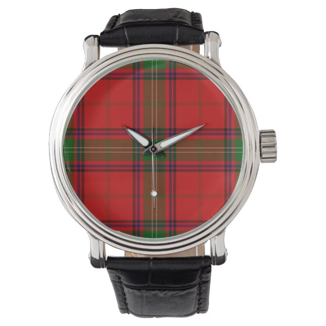 Montre Seton tartan rouge vert plaid (devant)