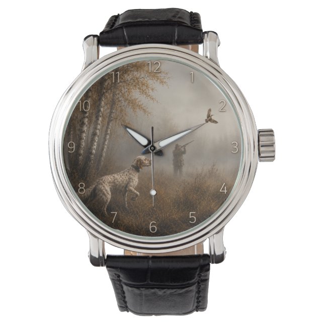 Montre Setter anglais , chasse à la bécasse (devant)