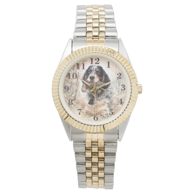 Montre Setter anglais, chasse à la bécasse , Art canin (devant)