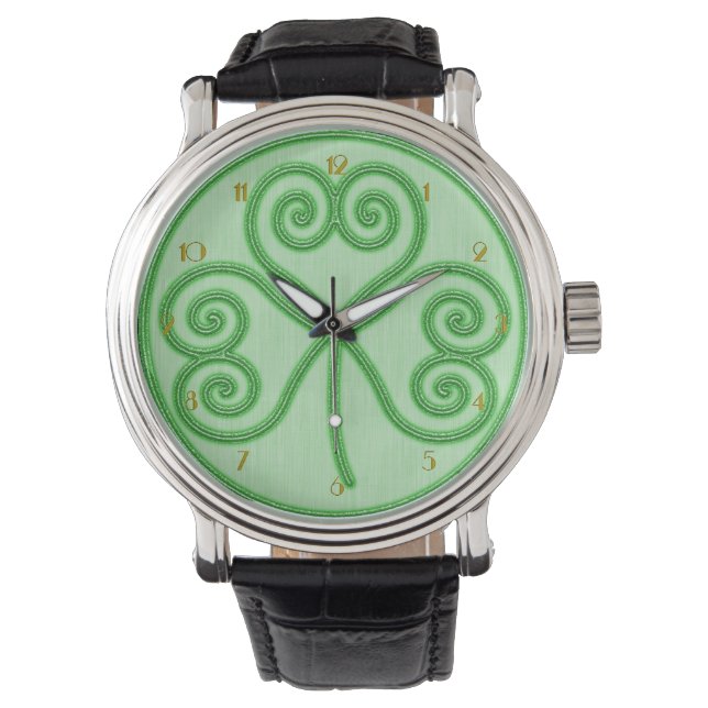 Montre Shamrock Arrière - plan vert Wrist Watch (devant)