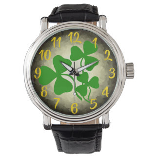 Montre Shamrock de café irlandais/trèfle vert, Irlande, r