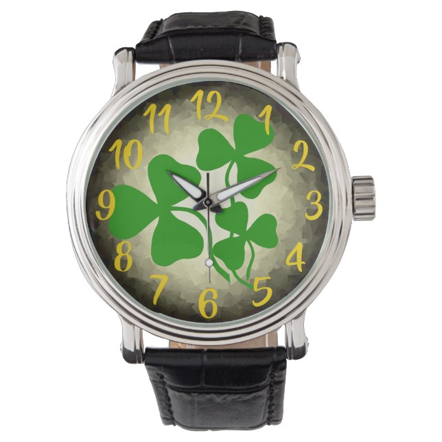 Montre Shamrock de café irlandais/trèfle vert, Irlande, r (devant)